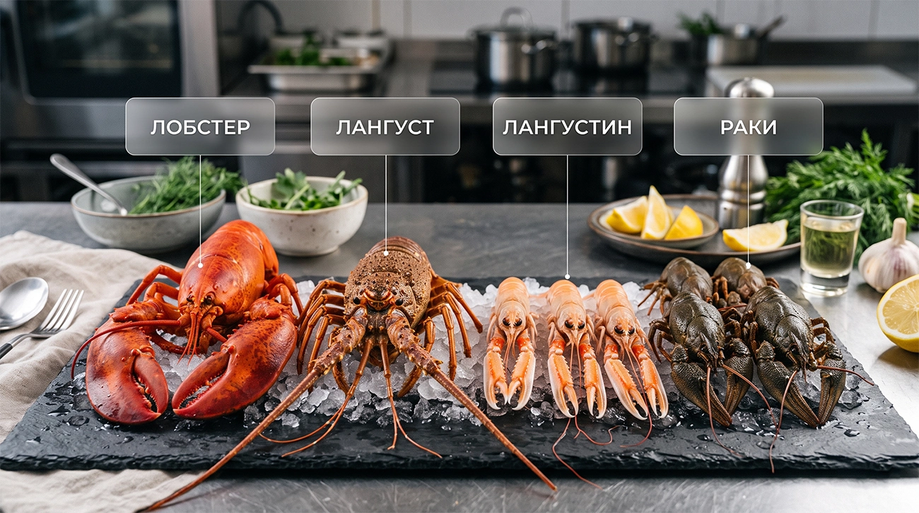 Статья на тему: Лангустины, лобстеры и раки: чем отличаются ракообразные и как их выбрать Фото для статьи: Лангустины, лобстеры и раки: чем отличаются ракообразные и как их выбрать